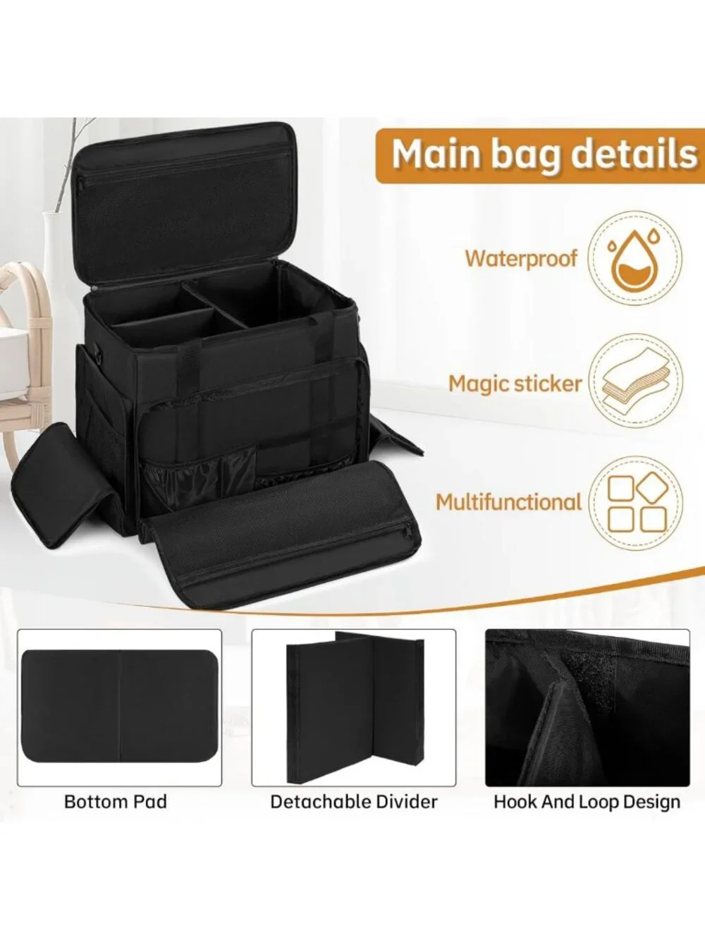 Extra Large Makeup Organizer with 4 Removable Pouches & Brush Holder - Travel